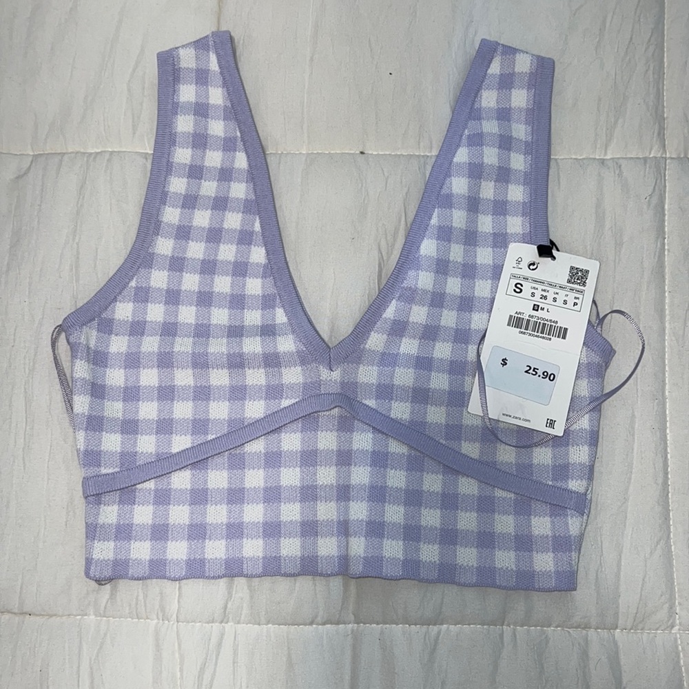 Zara Gingham Crop Top NWT